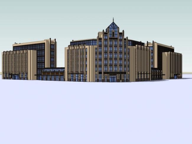 Sketchup办公模型|多层办公楼，现代风格