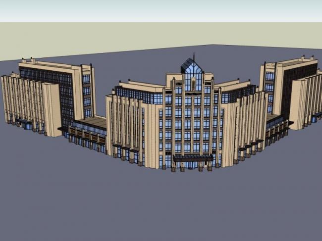 Sketchup办公模型|多层办公楼，现代风格