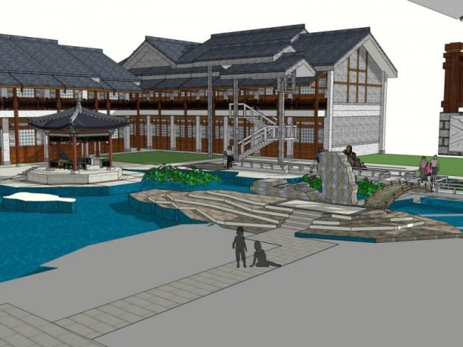 Sketchup酒店模型|多层酒店，中式风格