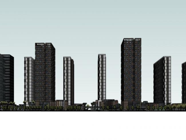 Sketchup综合体模型|超高层城市综合体，住宅，办公，现代风格
