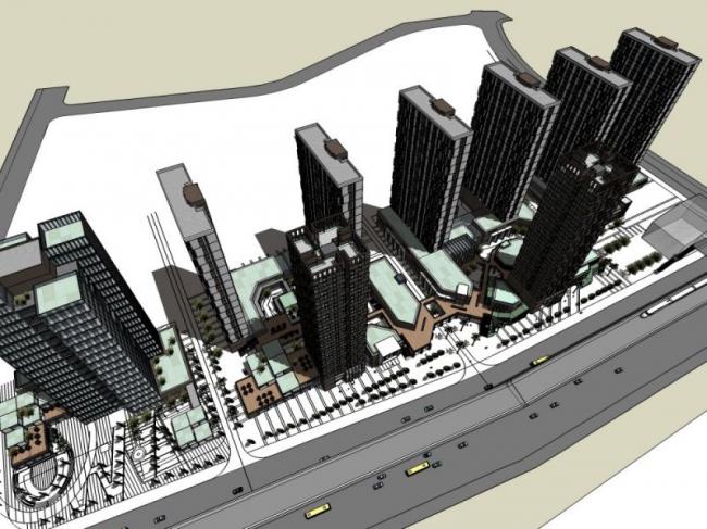 Sketchup综合体模型|超高层城市综合体，住宅，办公，现代风格