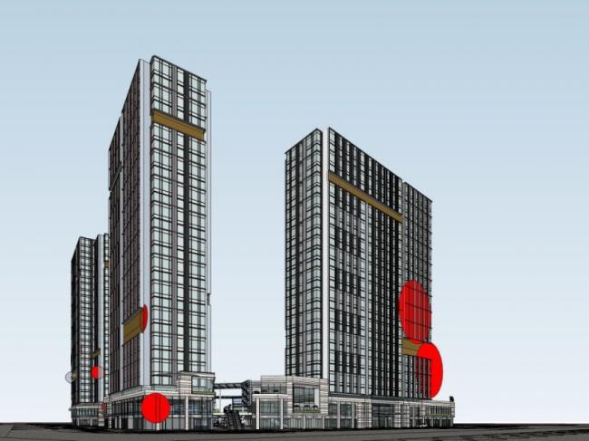 Sketchup综合体模型|多高层商业综合体，住宅，办公，现代风格