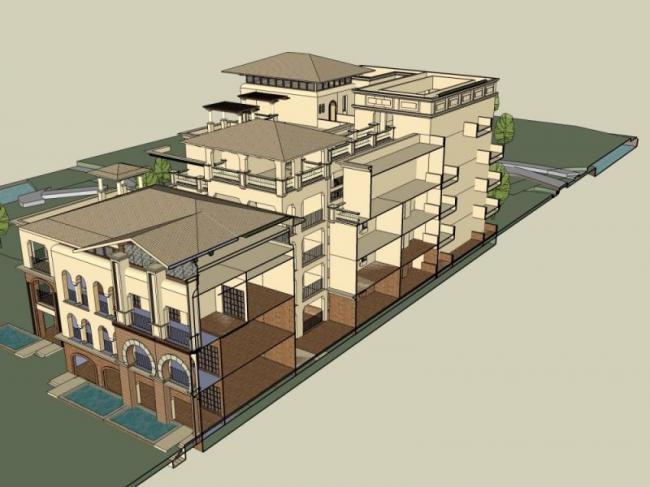 Sketchup酒店模型|多层度假酒店，东南亚风格