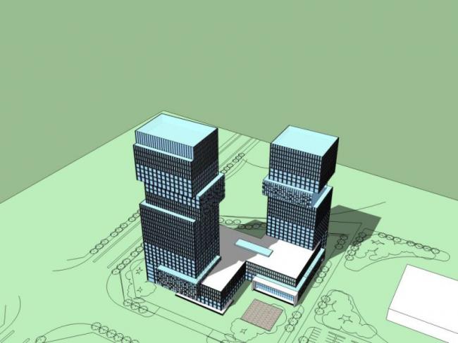 Sketchup办公模型|超高层办公楼，现代风格