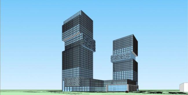 Sketchup办公模型|超高层办公楼，现代风格