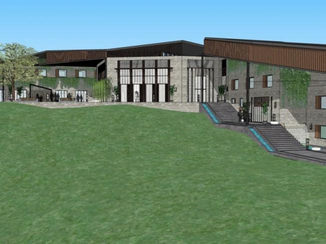 Sketchup酒店模型|山地酒店，低层，中式风格