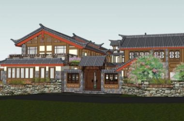 Sketchup酒店模型|多层旅馆，中式风格-BIM建筑网