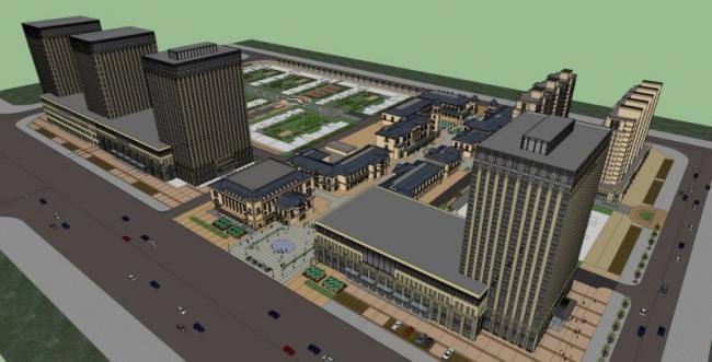 Sketchup综合体模型|多高层商业综合体，住宅，办公，古典风格