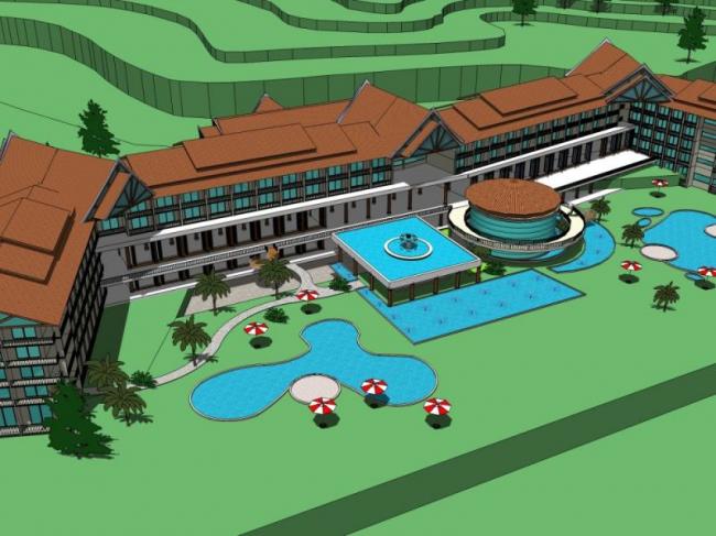 Sketchup酒店模型|多层酒店，古典风格