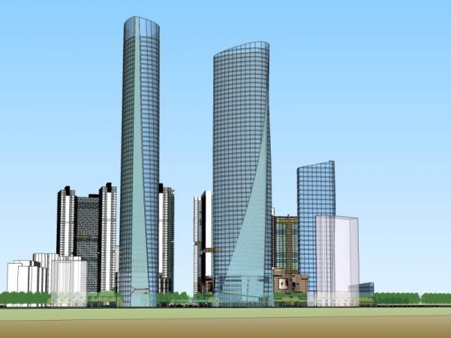 Sketchup综合体模型|超高层商业综合体，办公，酒店，住宅，现代风格