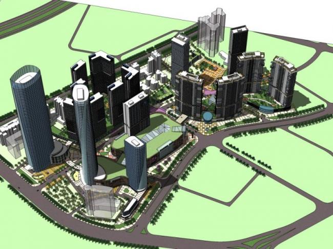 Sketchup综合体模型|超高层商业综合体，办公，酒店，住宅，现代风格