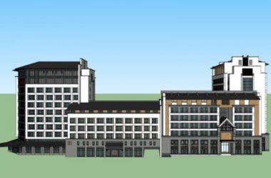 Sketchup办公模型|多高层办公楼，现代风格-BIM建筑网