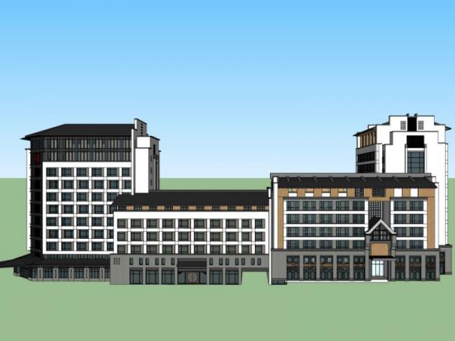 Sketchup办公模型|多高层办公楼，现代风格