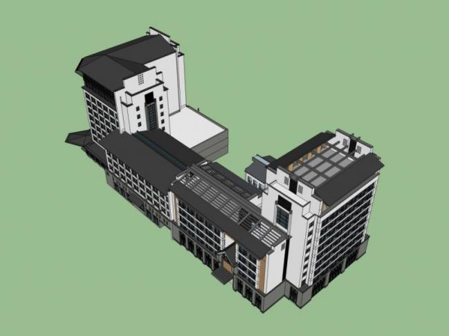 Sketchup办公模型|多高层办公楼，现代风格