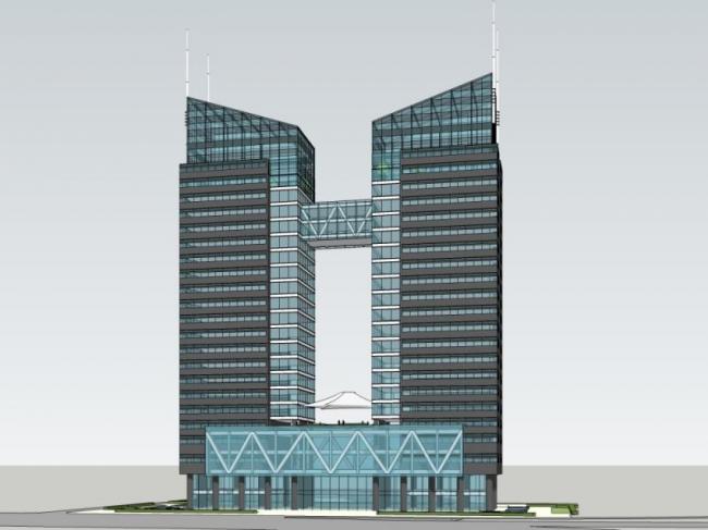 Sketchup办公模型|超高层办公楼，现代风格