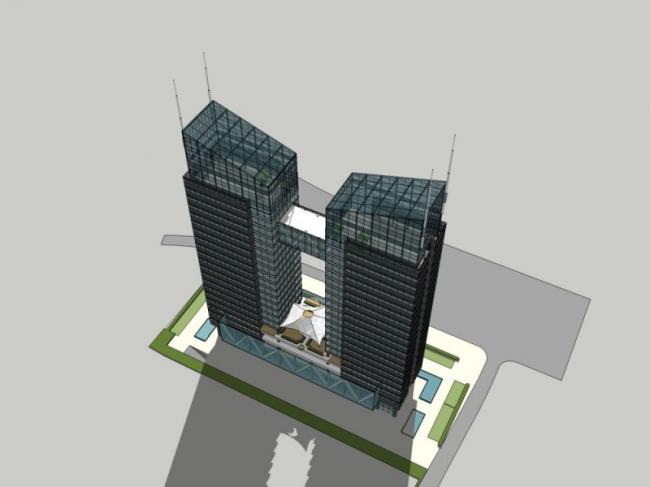 Sketchup办公模型|超高层办公楼，现代风格