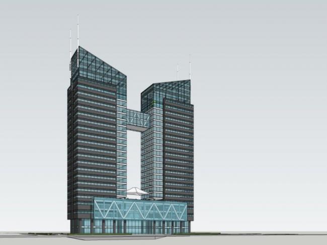 Sketchup办公模型|超高层办公楼，现代风格