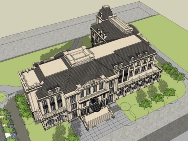 Sketchup商业模型|多层会所，古典风格