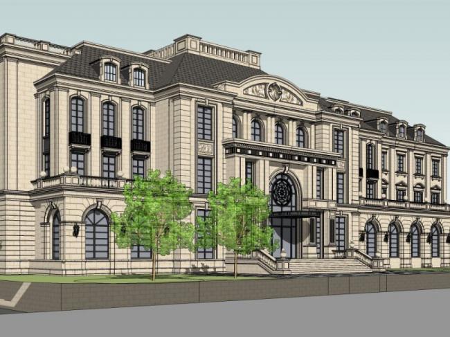 Sketchup商业模型|多层会所，古典风格