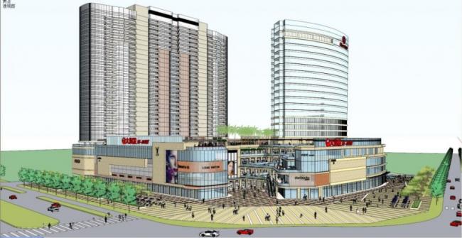 Sketchup综合体模型|超高层商业综合体，酒店，住宅，现代风格
