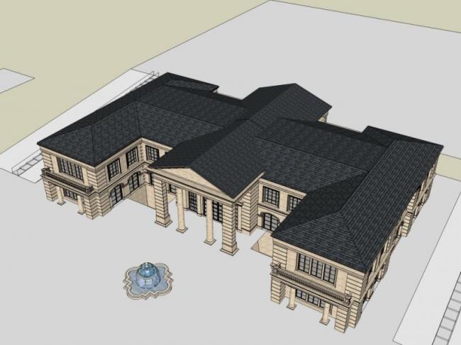 Sketchup商业模型|低层会所，法式风格