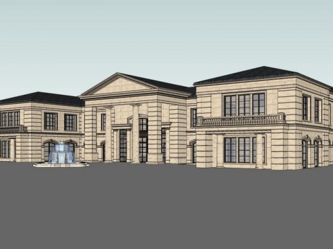 Sketchup商业模型|低层会所，法式风格