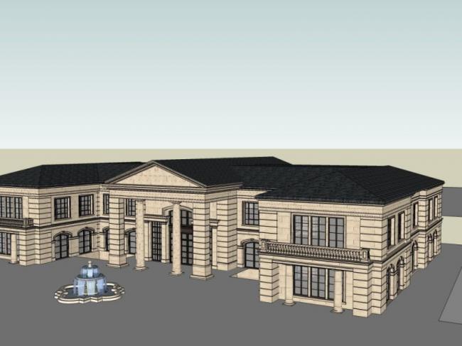 Sketchup商业模型|低层会所，法式风格