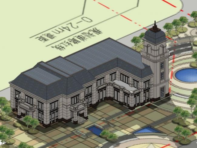 Sketchup商业模型|多层会所，古典风格