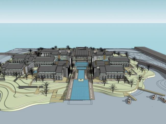 Sketchup酒店模型|多层酒店，现代中式风格