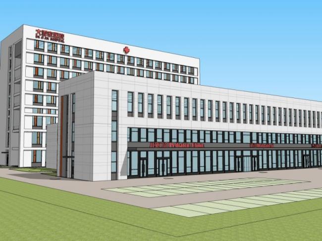 Sketchup医院模型|多高层医院，医疗建筑，现代风格