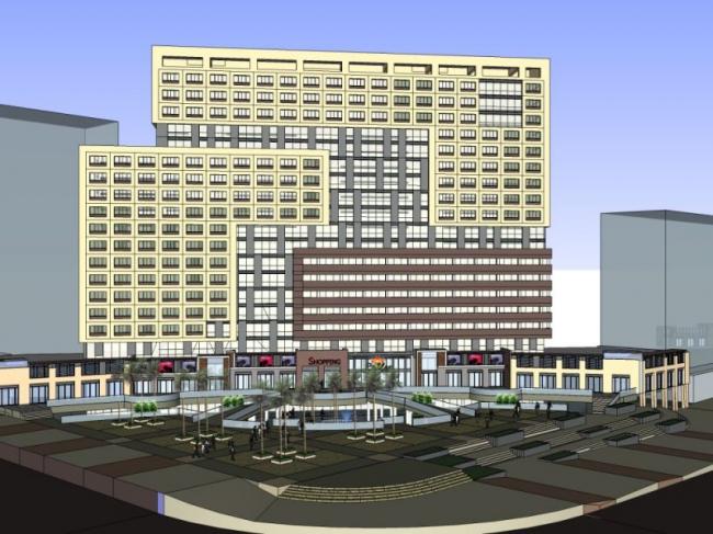 Sketchup综合体模型|多高层商业综合体，住宅，现代风格