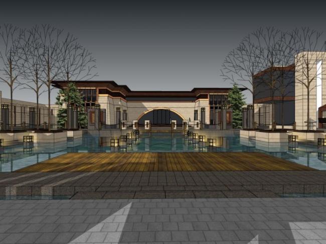 Sketchup商业模型|低层会所，现代风格