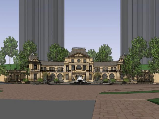 Sketchup商业模型|多层会所，古典风格