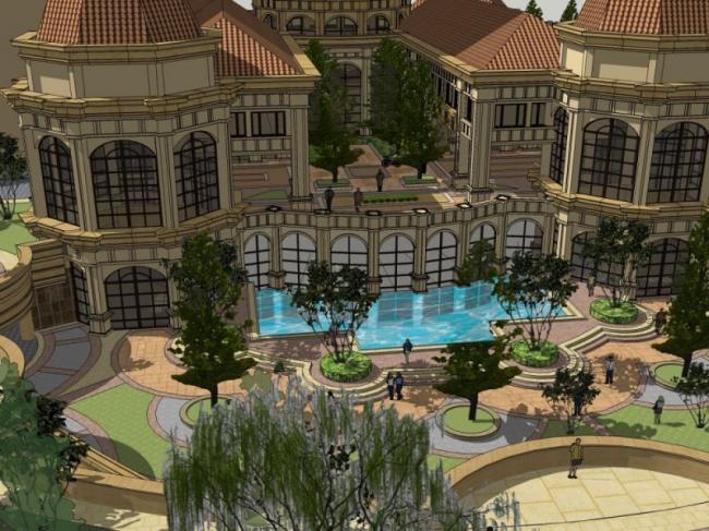 Sketchup商业模型|多层会所，古典风格