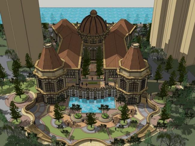 Sketchup商业模型|多层会所，古典风格