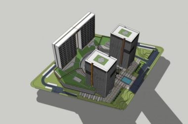 Sketchup综合体模型|超高层商业综合体，办公，住宅，现代风格-BIM建筑网