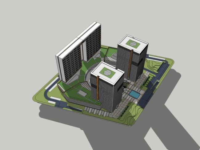 Sketchup综合体模型|超高层商业综合体，办公，住宅，现代风格