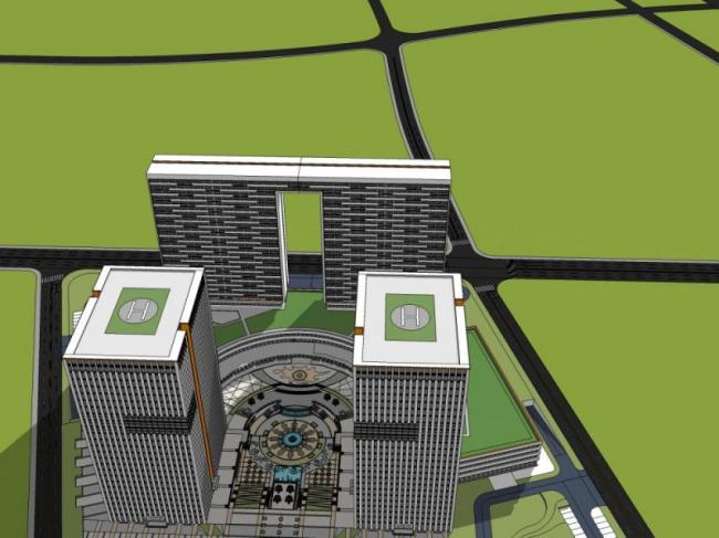 Sketchup综合体模型|超高层商业综合体，办公，住宅，现代风格