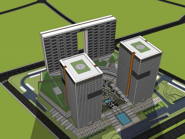 Sketchup综合体模型|超高层商业综合体，办公，住宅，现代风格