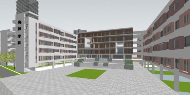 Sketchup学校模型|多层小学学校，校园教育建筑，现代风格
