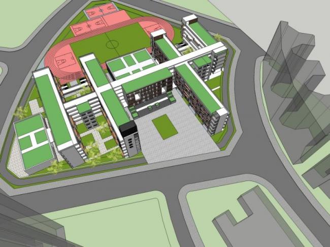 Sketchup学校模型|多层小学学校，校园教育建筑，现代风格