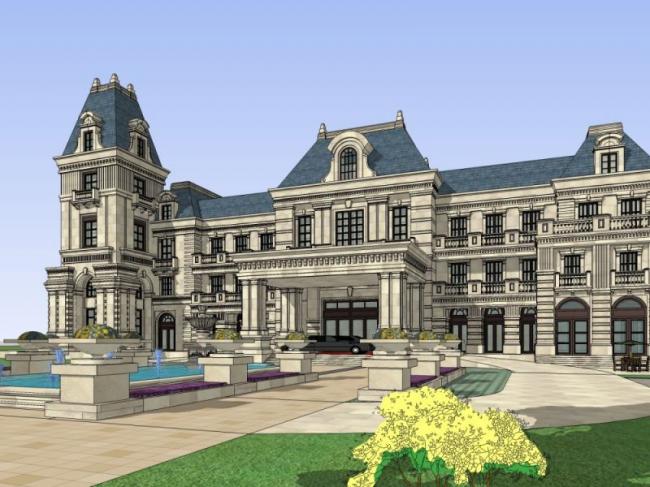 Sketchup商业模型|多层会所，古典风格