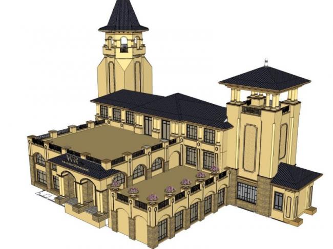 Sketchup商业模型|多层会所，欧式风格