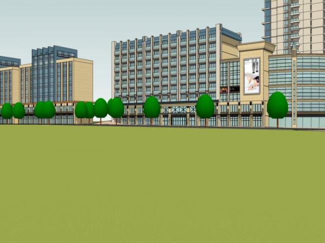 Sketchup综合体模型|多高层商住综合体，住宅，商业，古典风格