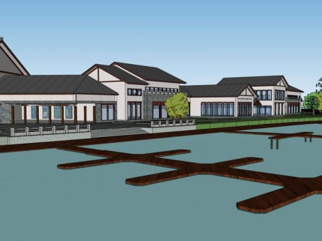 Sketchup酒店模型|多层度假酒店，中式风格