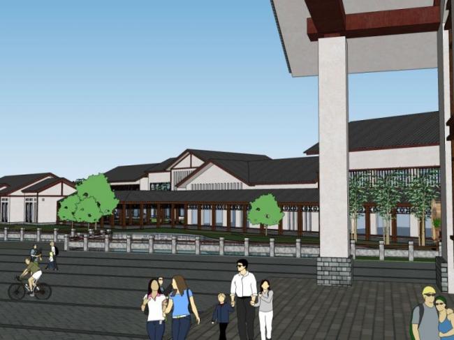 Sketchup酒店模型|多层度假酒店，中式风格