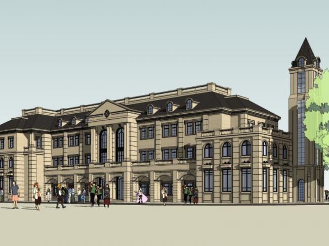 Sketchup商业模型|多层会所，法式古典风格