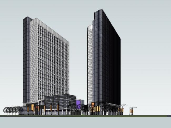 Sketchup综合体模型|超高层商业综合体，办公，酒店，现代风格