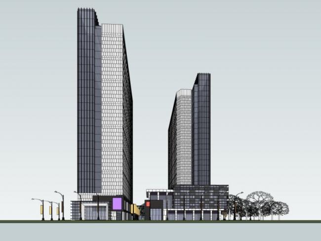 Sketchup综合体模型|超高层商业综合体，办公，酒店，现代风格