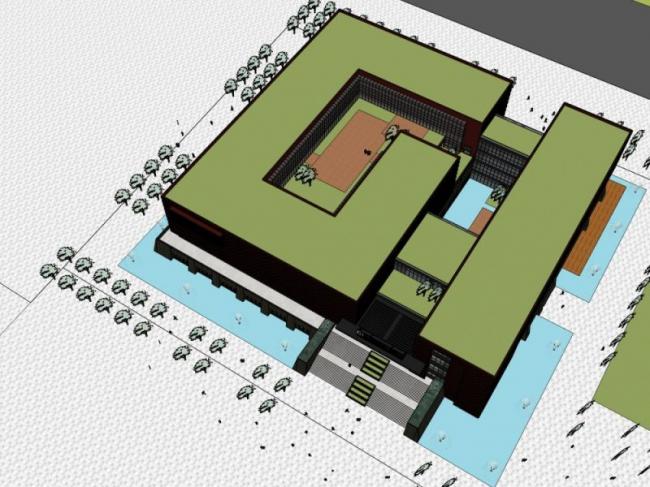 Sketchup文化模型|多层规划展览馆，文化建筑，现代风格